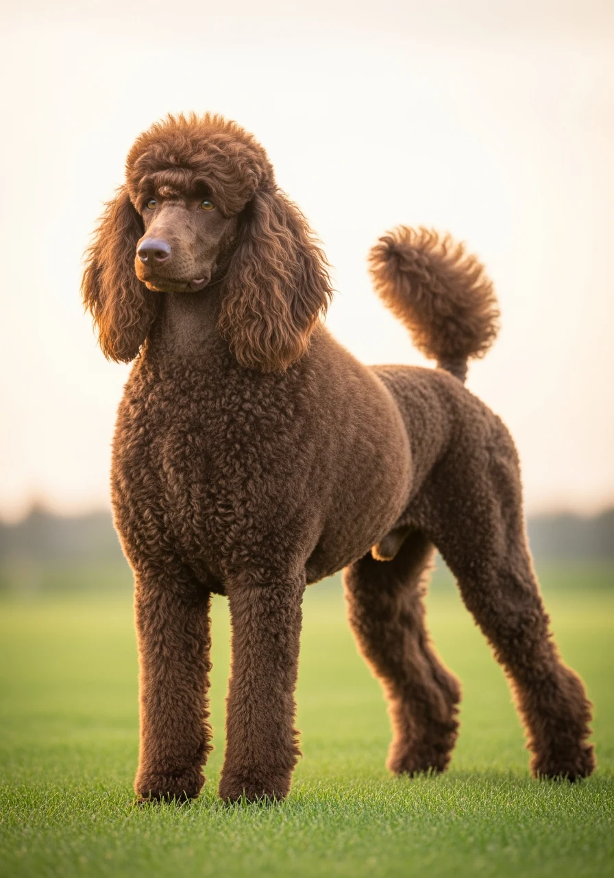 Caniche royal et son compagnon en promenade