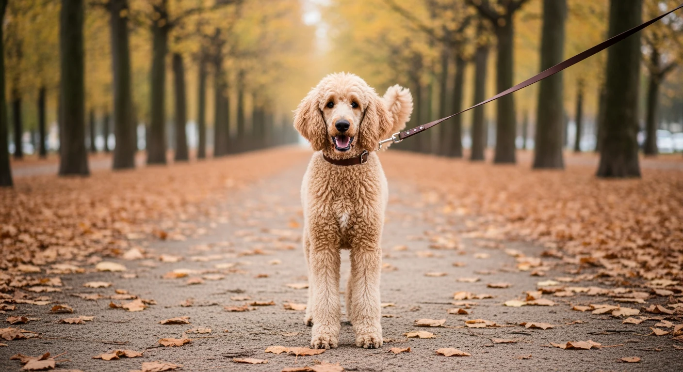 Caniche en promenade